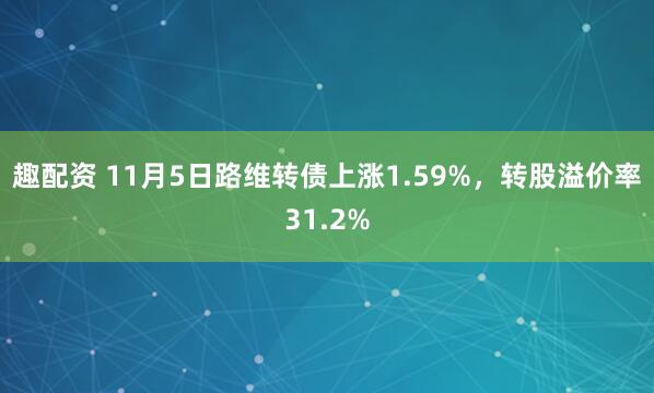 趣配资 11月5日路维转债上涨1.59%，转股溢价率31.2%